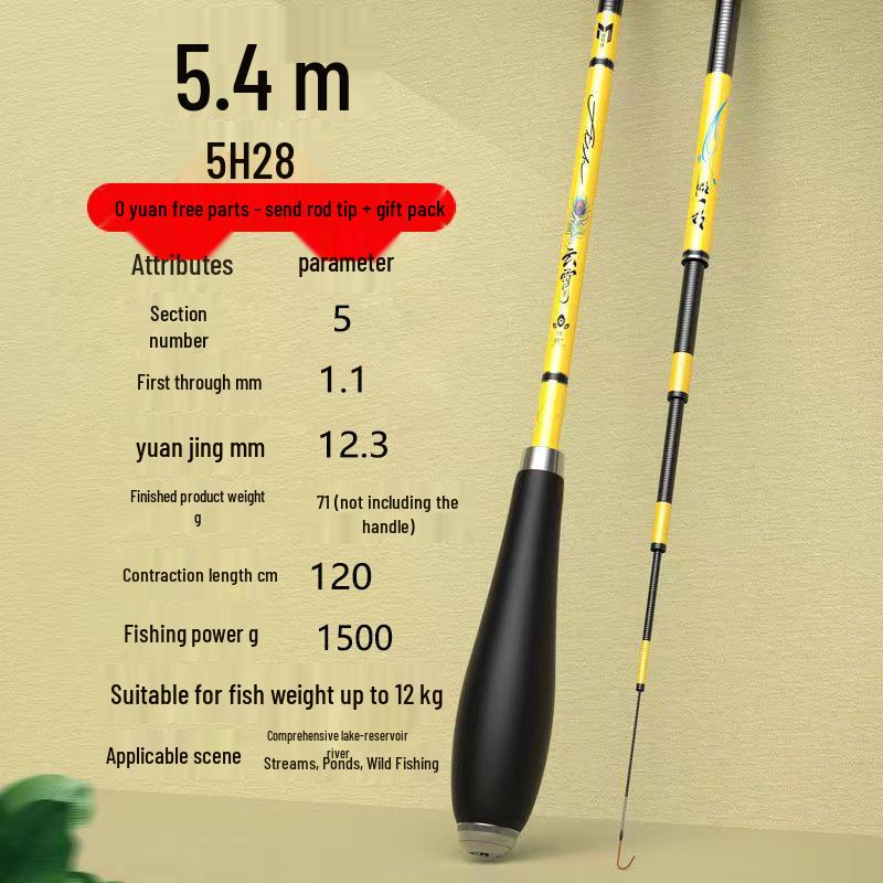 Super Fine Hard Carbon Fiber Crucian Carp Hand Rod for Taiwan Fishing