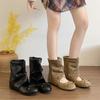 New Niche Design Stacking Boots Women'S Korean Version Of Soft Leather Round Head Bow Single Shoes Ballet Cool Boots