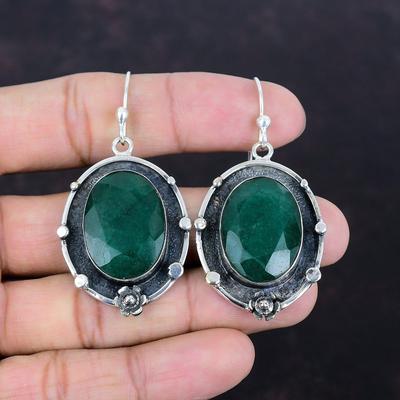 Facettierte Sambian Smaragd Ohrringe 925 Sterling Silber Ohrringe Top Qualität Edelstein Ohrringe Handgefertigter Schmuck Geschenke für Sie Geburtsstein Ohrringe