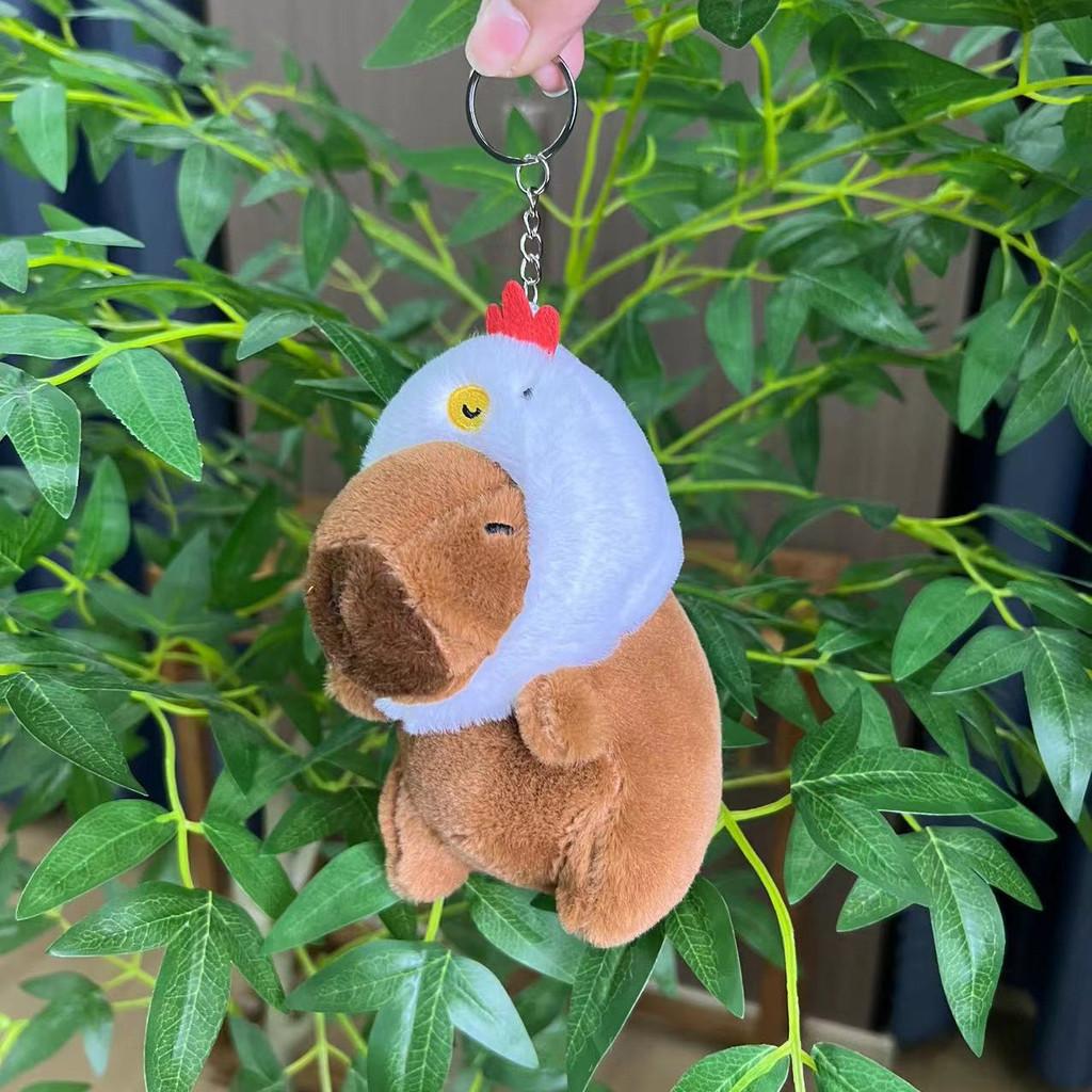 Capybara 11cm Fashionable Plush Keychain With Adorable Strawberry Hat Great Personalization For