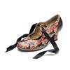 Johnature Dames Schoenen Zoete Print Pumps Vintage Landelijke Bloemige Kant Strik Dames Middelhoge Hak Schoenen