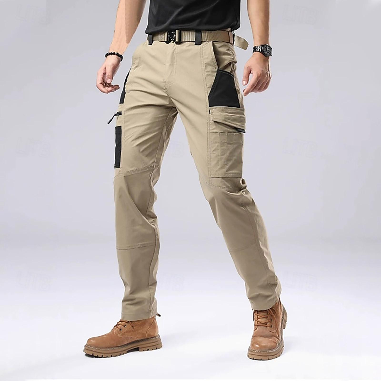 

Мужские комбинезоны, повседневные брюки с несколькими карманами и завязками, походные брюки, хлопковые саржевые брюки 38 хаки