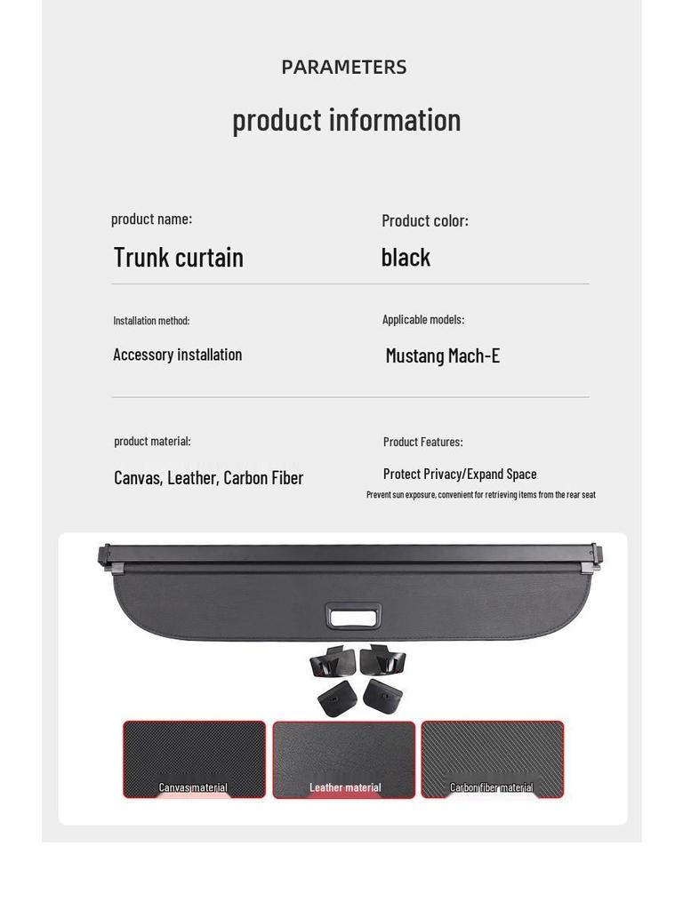 Trunk Cargo Cover for 2021-2025 Ford Mustang Mach-E Electric Horse