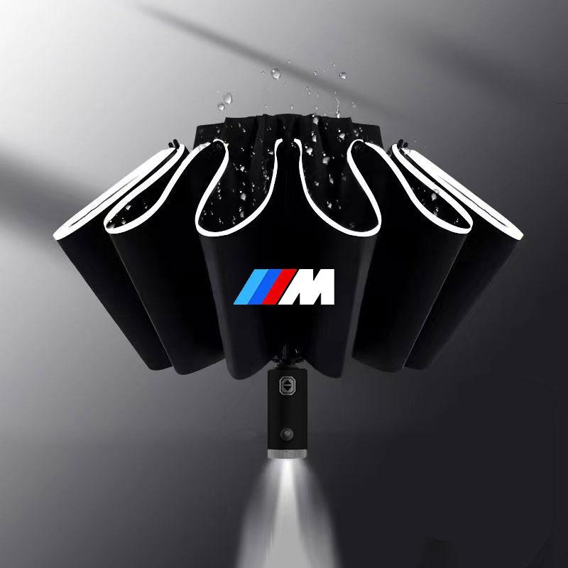 MZFK7 LED Automatic Folding Umbrella Windproof Umbrella Sticker For BMW M Power X1 E84 X3 F25 X5 E53 X6 E71 IX3 I3 320i 330d M4 1 3 5