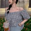 New ArrivalS Open Run Women S Floral Off Shoulder Puff blouSe Short Sleeve