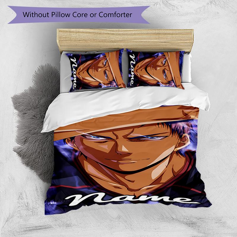 3pcs Custom Name Cartoon Kuroko's Basketball Bedding Set Duvet Cover Closure Includes 1 Duvet Cover & 2 Pillowcases for All Seasons Bedroom Decor