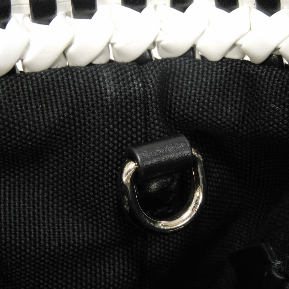 Used Intreccio Woven Tote Bag (12166), 5BA077 2D3N F0967 7922, White, 2-Way Shoulder Bag with Embossed Logo, Black,