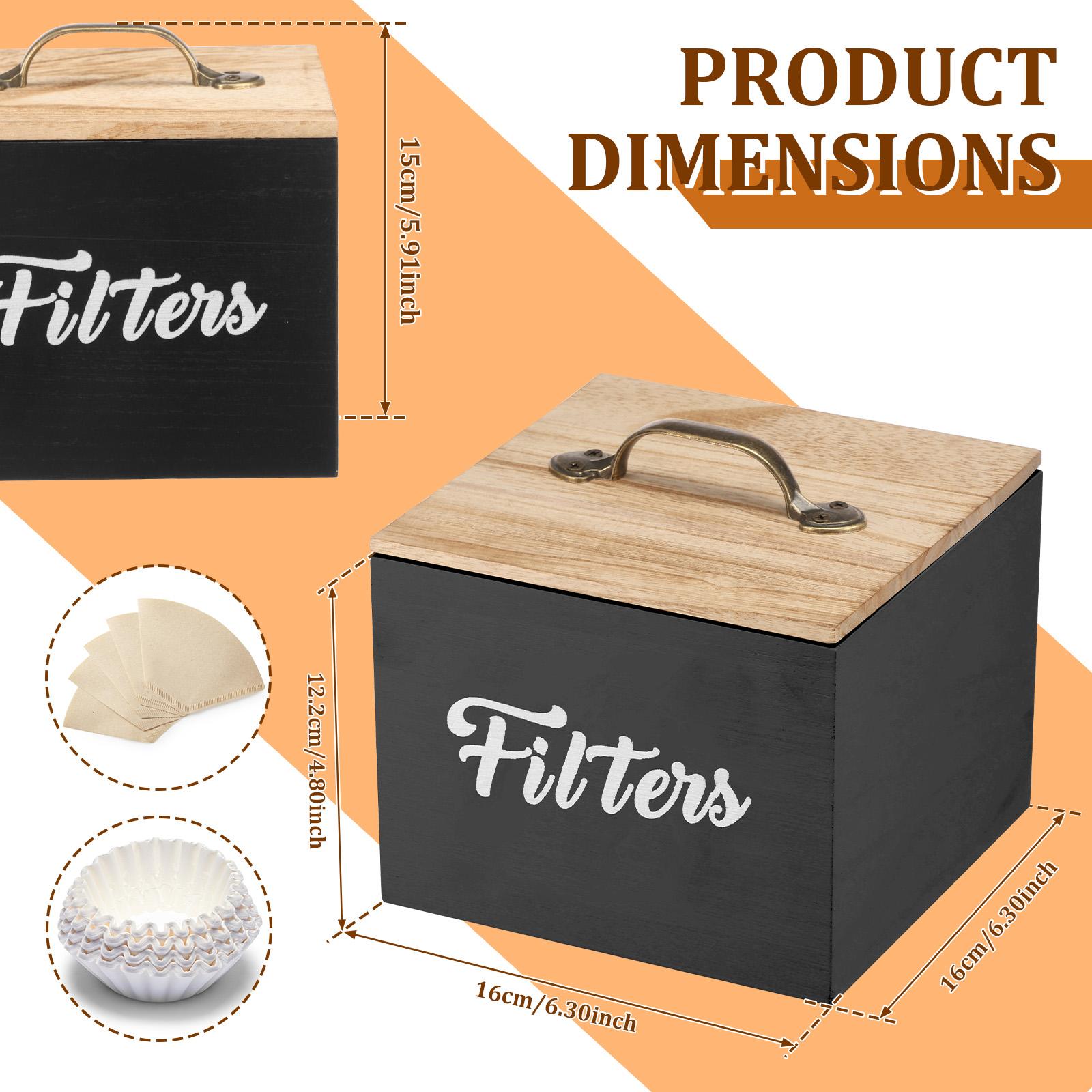 

Coffee Filter Holder Wooden Coffee Filter Storage Container with Lid Large Capacity Coffee Pod Organizer Kitchen Accessories