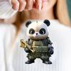 Panda Christmas Ornament 2D Acrylic Cartoon Panda Christmas Tree Hanging Ornament Cute Car Interior Accessories for Car Rear View Mirror Xmas