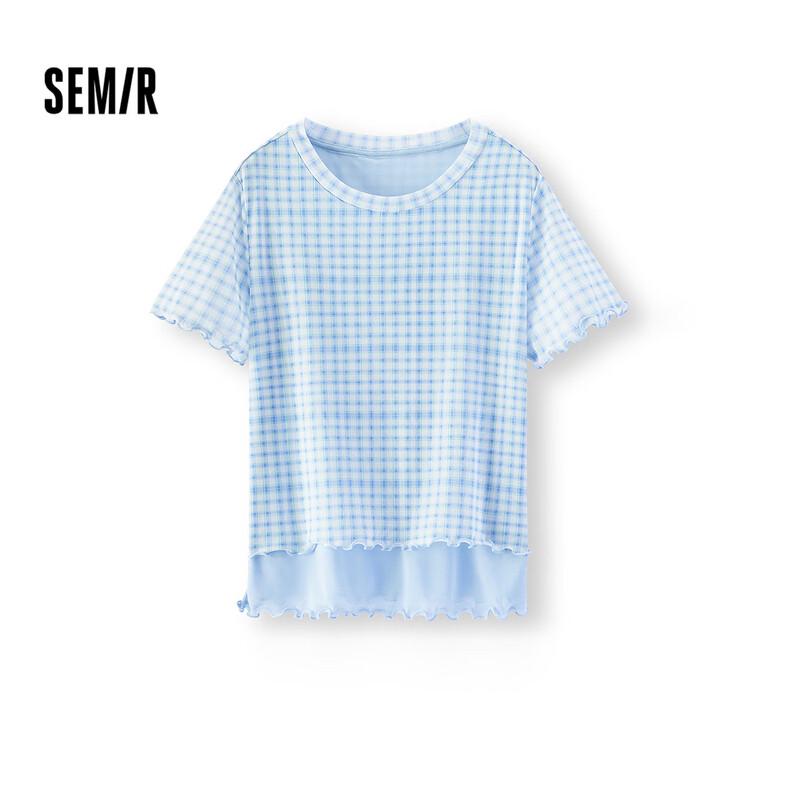 Женская клетчатая укороченная футболка из сетки Semir M