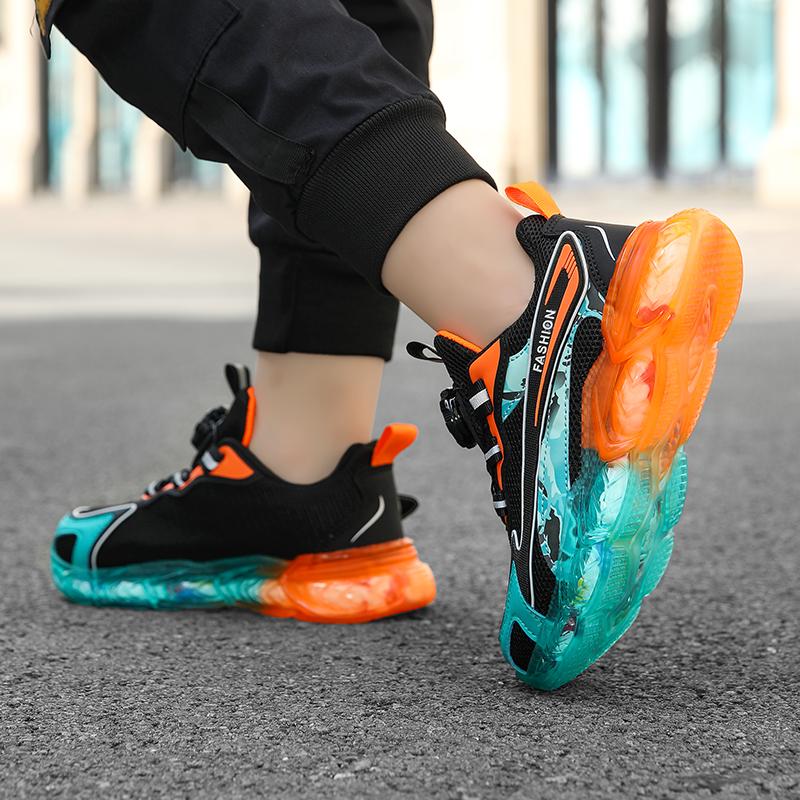 Boys' Shoes Spring Children's Non-slip Breathable Mesh Leather All-match Boys Sports Running Shoes