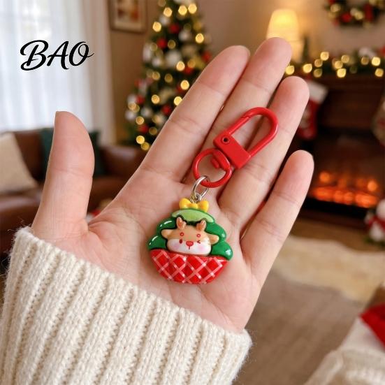 Christmas Keychain Decorations Theme Keychain, Cartoon Santa Claus Elk Bear Tree Decoration Key Rings Pendant, Festive Charm Ornament for Bags