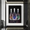 Modern Bar Restaurant Wall Art Mural Colorful Champagne Posters and Prints Champagne Luxury Splash Canvas Painting Home Decor