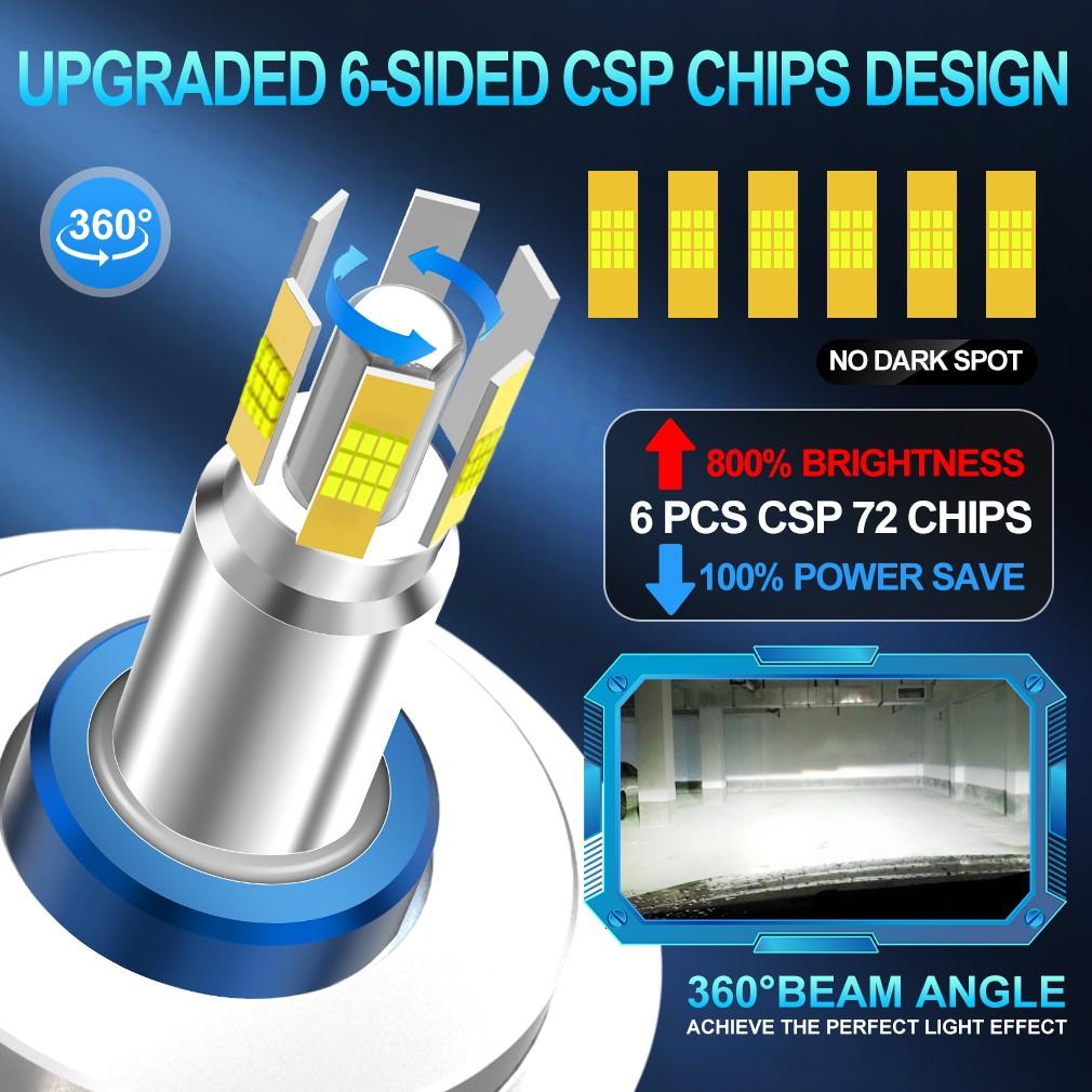 2 ks 6stranných 30000LM 3D H7 CSP LED žárovek do světlometů Canbus 360° H1 H11 HB3 HB4 9012 Hir2 Led H8 9006 9005 Auto Turbo světlomet 80W Auto žárovka 12V 6000K