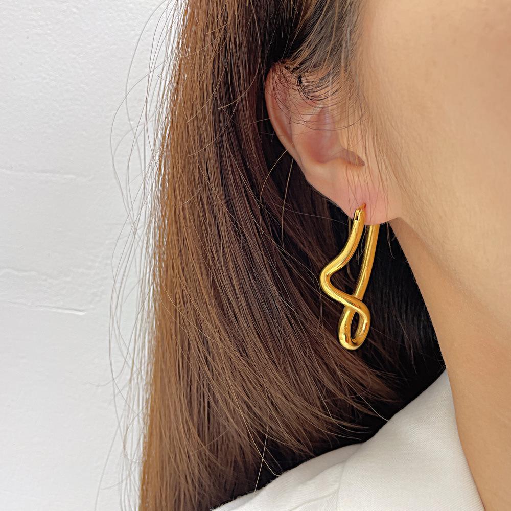 Personality Exaggerated Twisted Lines Titanium Steel Earrings Geometric Premium Stainless Steel Earrings Stud Earrings