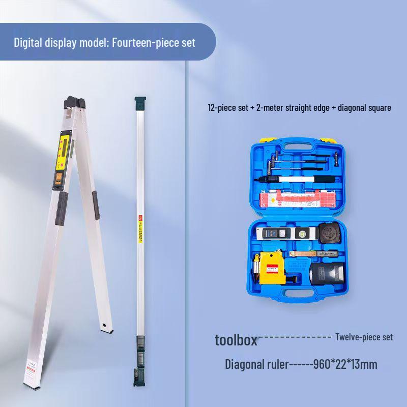 2m Aluminum Alloy Digital Spirit Level - High Precision, Thickened Design for Decoration & House Inspection