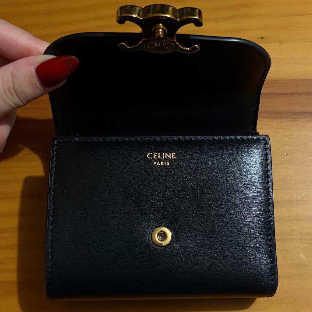 Used CELINE Small Flap Wallet Triomphe / Shiny Calfskin