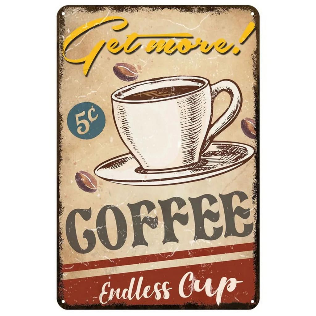 Vintage Coffee Metal Tin Sign Plaque Plate Retro Wall Art Poster For Cafe Bar Pub Kitchen Man Cave Club Iron Painting Decoration