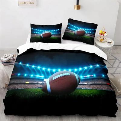 Sports Duvet Cover Twin Boys American Football Bedding Set Microfiber Ball Sport Comforter Cover For Kids Teen Men Bedroom Decor