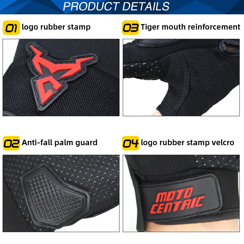 MOTOCENTRIC Letnie Rękawice Motocyklowe Bez Palców Oddychające Rękawice Motocyklisty Rękawice do ATV MTB Rowerowe Ochrona Dłoni Przed Upadkiem Moto
