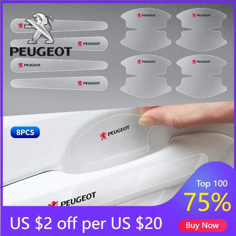 2026 Horká Samolepka na Auto 8ks Průhledná Ochranná Fólie na Kliky Dveří Auta Pro Peugeot 206 307 308 3008 207 208 40