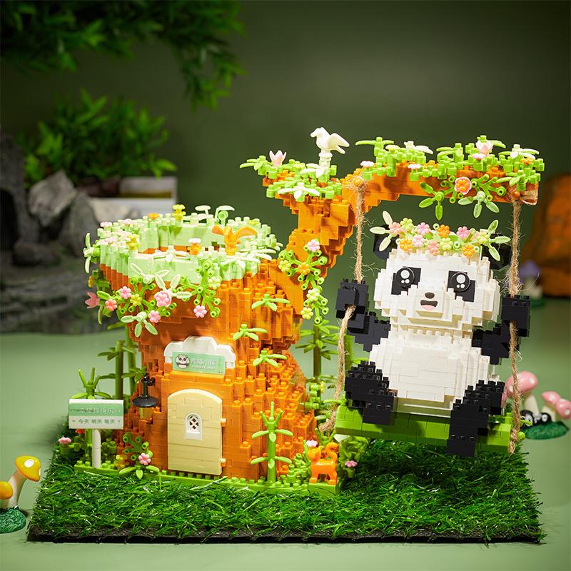 Swing Panda Pen Holder Ornament Children's Educational Building Block Toys