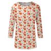Women's Casual Christmas Printed Three-Quarter Sleeve Neck T-Shirt Tee Top