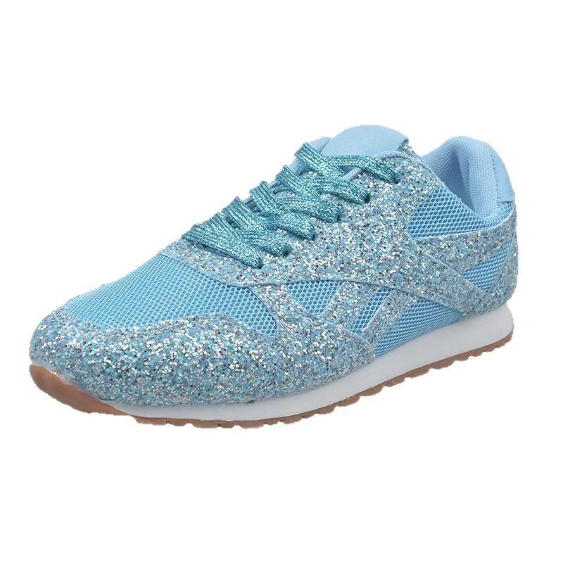 Sports Casual Shoes Women's New Lace-up Flat-soled Sequins Women's Shoes Large Size Women's Single Shoes