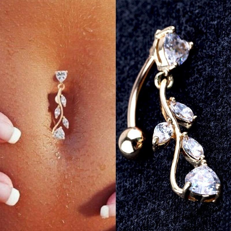 NEW Rhinestone Dangle Body Piercing Crystal Navel Belly Button Bar Barbell Rings