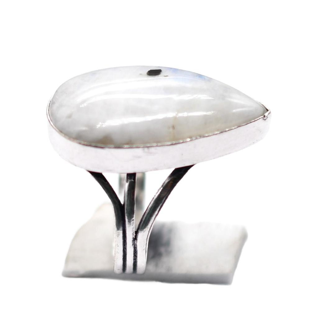 Moonstone Natural Gemstone Antique Silver Plated Ring US Size-7 R 5352