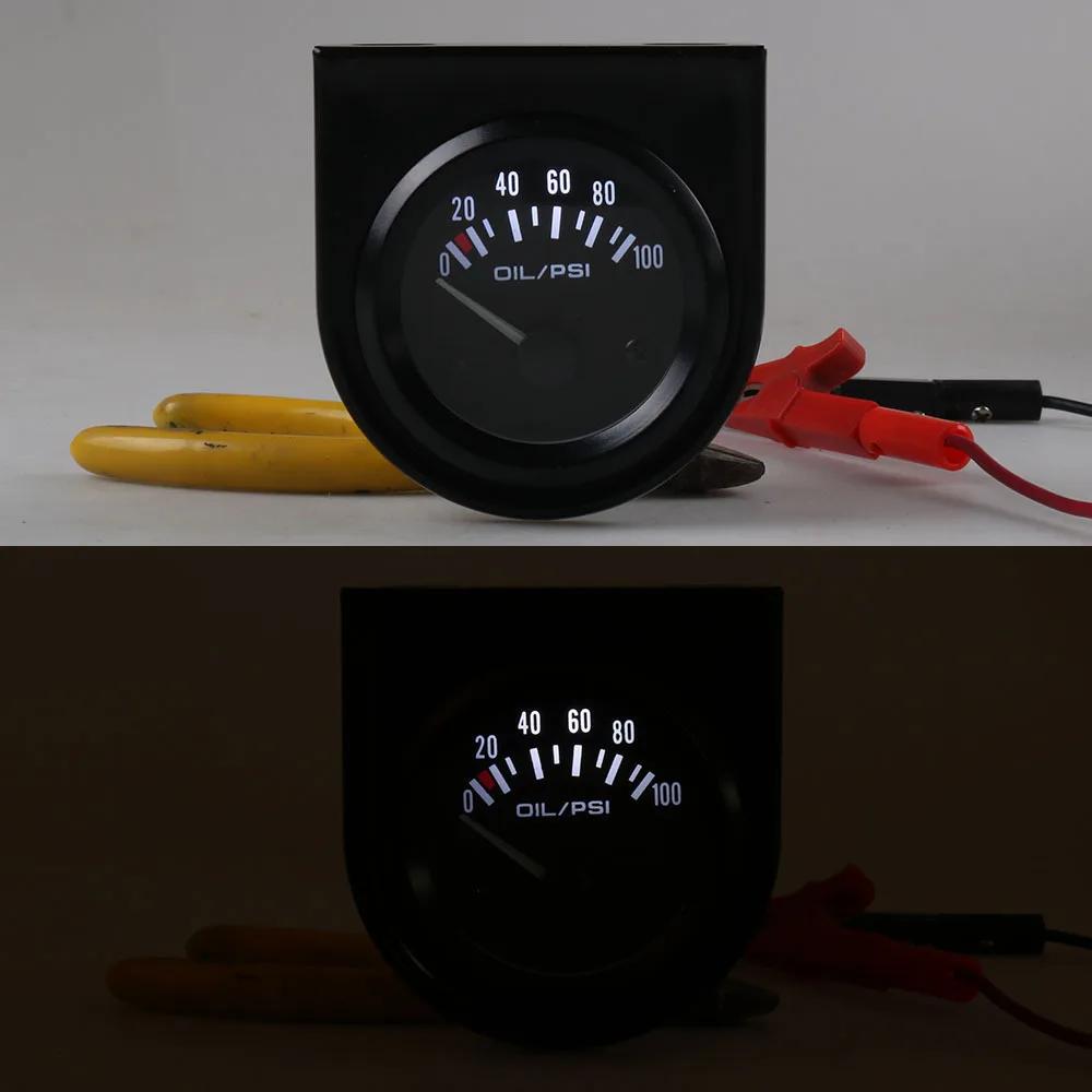 12V Universal 2" 52mm LED Car Truck Oil Pressure Gauge Meter 0-100PSI With Sensor