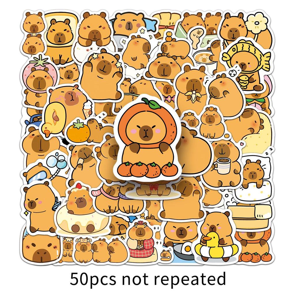 50 Capybara Graffiti-Aufkleber: Kreative Tierdesigns für Laptops, Trinkbecher, Kühlschränke, Gitarren, Helme und mehr