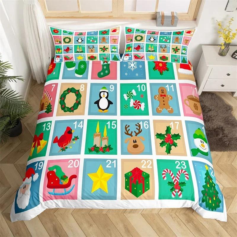 

Счастливого Рождества Пододеяльник Рождественская Тематика Комплект Постельного Белья Микрофибра Мультяшный Пододеяльник Новый Подарок Комплект для Односпальной Кровати Королевы EU Single(135x200cm)