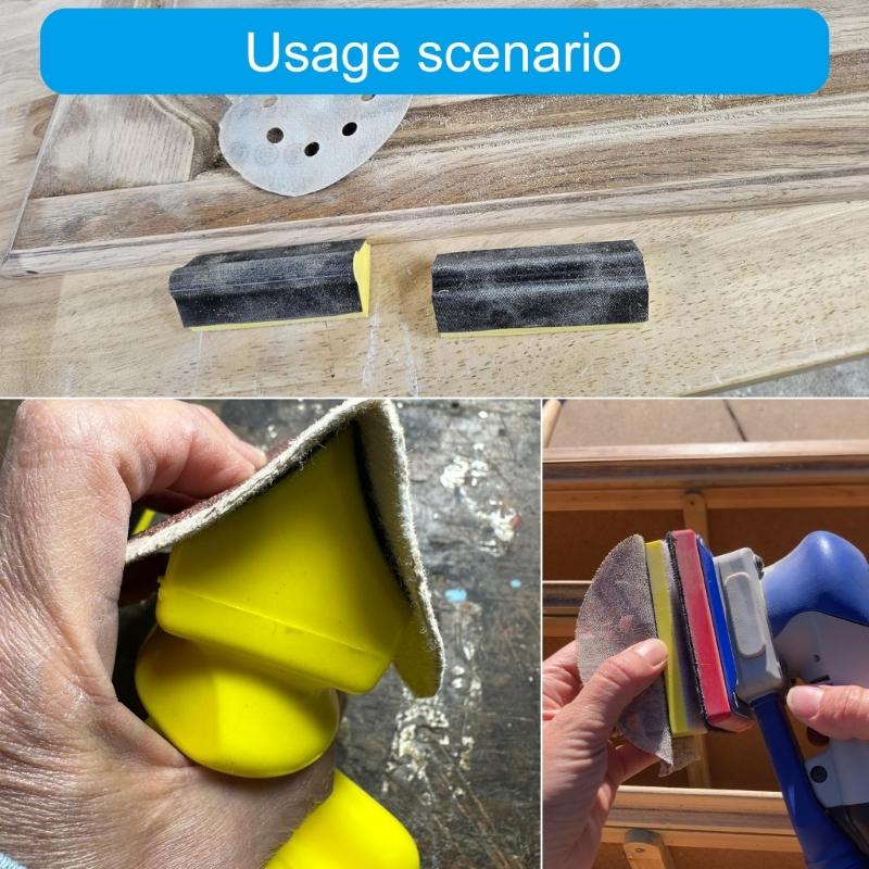 Hand Sanding Block Set Hook and Looping Interchangeable Assorted Shapes Handheld Sanding Pad for Woodworking