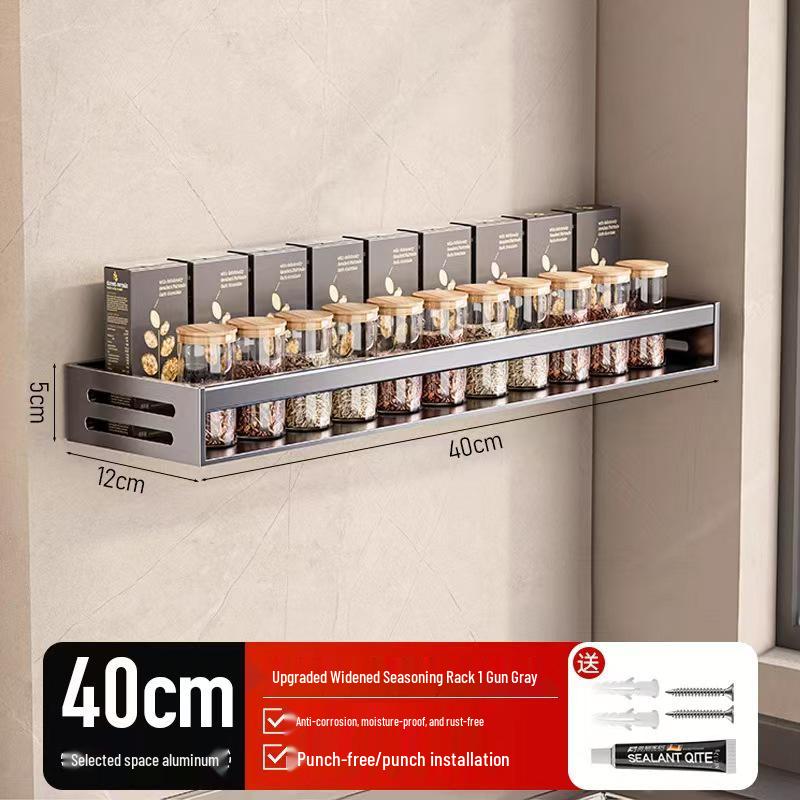

Настенная кухонная полка для специй: Многофункциональный набор для хранения приправ и бутылок без сверления