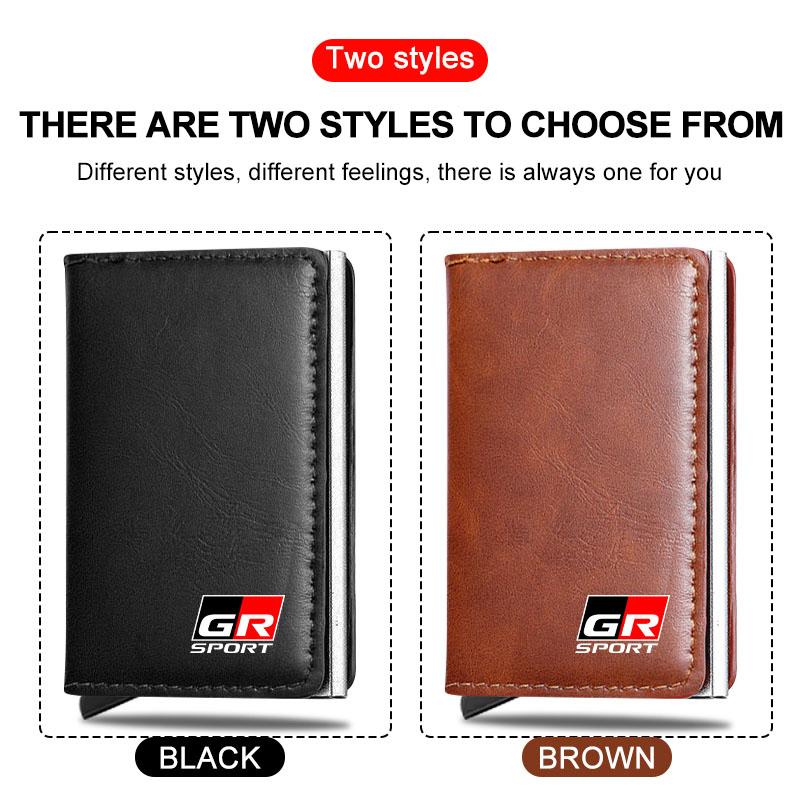 1Pcs ID Credit Card Holder Mini RFID Wallet Automatic Pop up Bank Card Case for Toyota GR Sport MN Hiace Estima Hilux Rav4 Supra