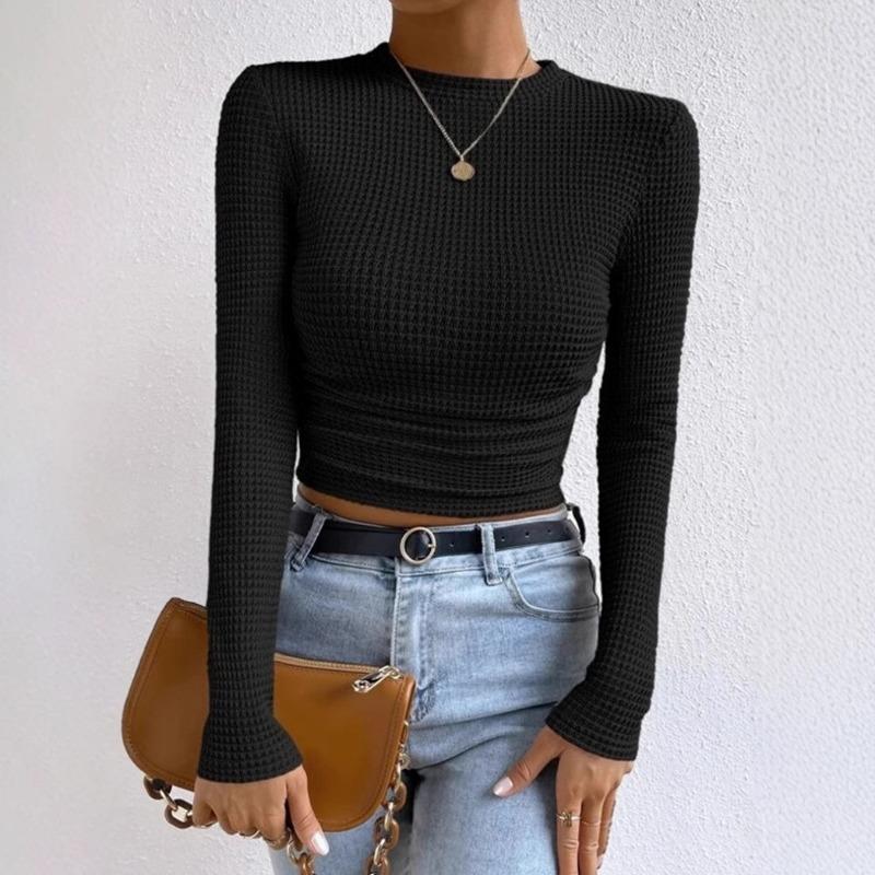 Vielseitiges Slim-Fit Damen-T-Shirt mit Karomuster und langen Ärmeln