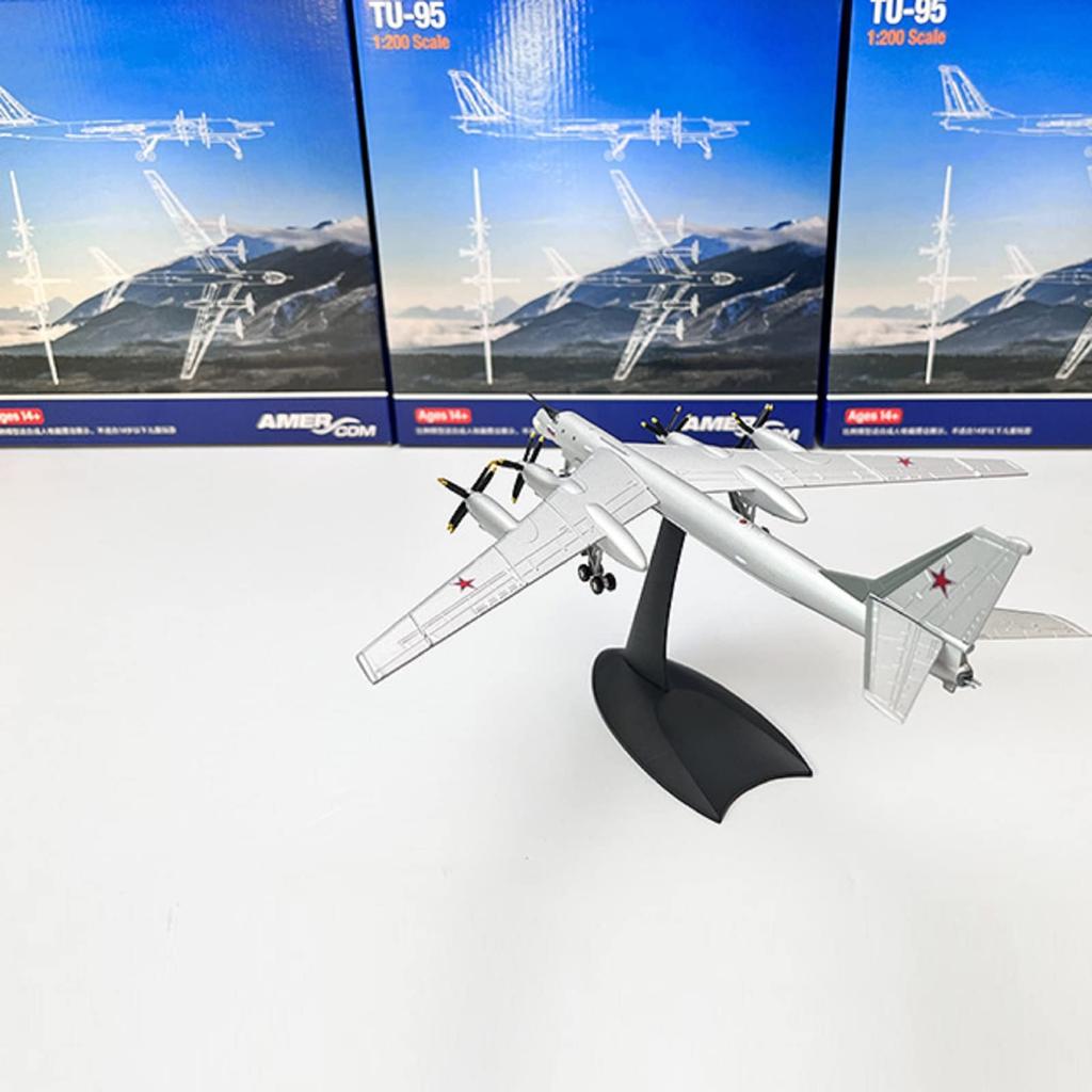 Simulation Alloy Aircraft Tupolev Bear Type Strategic Bomber Airplane Static Display Model for Collection Gift 1200 Model, Tu-95 Model,