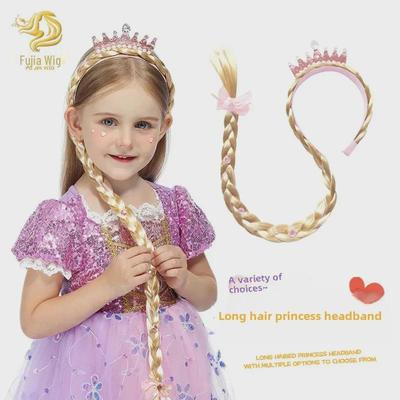 Princeznovská mašle dlouhý cop čelenka paruka pro dětské festivaly a kostýmy