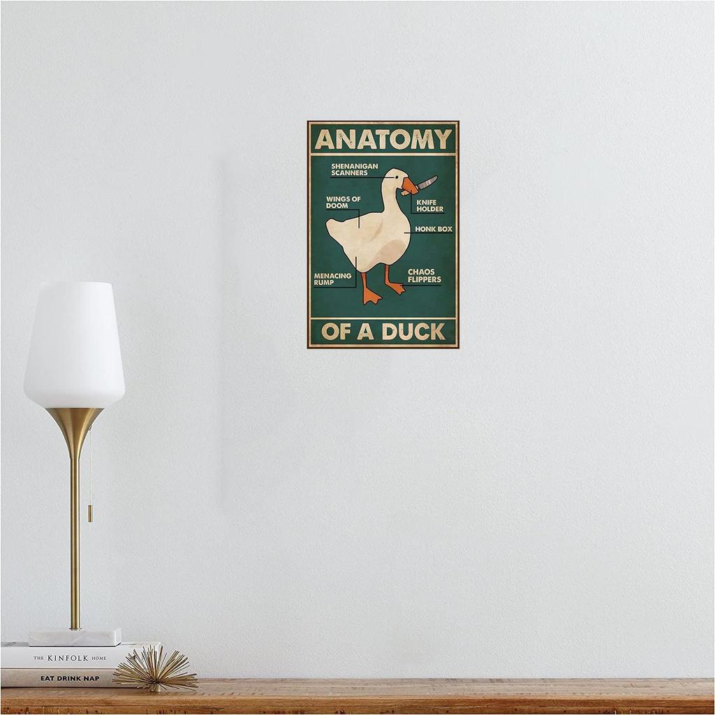 Knowledge Metal Tin Sign Anatomy Of A Duck Retro Poster Restaurant Cafe Living Room Kitchen Bathroom Home Duck Wall Art Decoration Plaque Gift 8x12