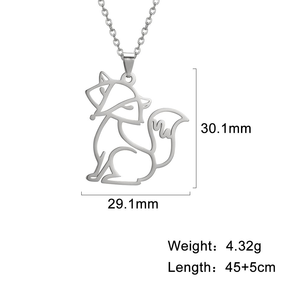 Cazador Hollow Fox Pendant Necklaces for Women Girls Cute Animal Neck Chains Stainless Steel Jewelry Birthday Gifts Wholesale