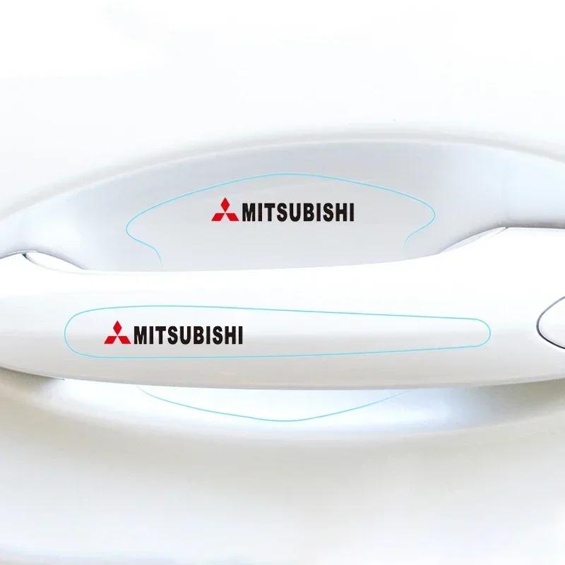 For Mitsubishi Ralliart ASX Lancer 9 10 L200 Pajero Outlander Eclipse 8PCS Car Door Handle Bowl Stickers Anti-collision Decals UN1