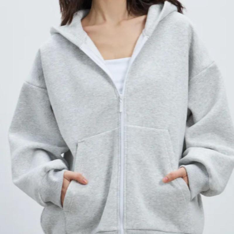 Herbst und Winter Neu Lässiger Kapuzen-Langarm-Cardigan-Sweatshirt Locker Reißverschluss-Sweatshirt Damenbekleidung