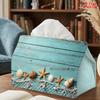 2D Flat 1pc, Tissue Box. Starfish Shell Fishing Net Pattern Napkin Dispenser, Reusable, Daily Desktop Tissue Organizer, Suitable for Kitchen Living Ro