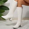 Large Size Autumn and Winter Thick Heel Square Head Boots High Heel Knight Boots But Knee Medium Boots Women