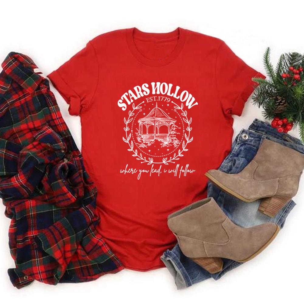 Tričká Stars Hollow Where You Lead I Will Follow Tričká Stars Hollow Shirt Lukes Diner Tričko Vintage Tričká s krátkym rukávom Gilmore Dievčenské tričká
