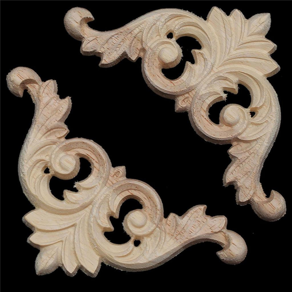 Carved Corner Onlay Applique Wooden Craft Unpainted Kitchen Furniture Wardrobe