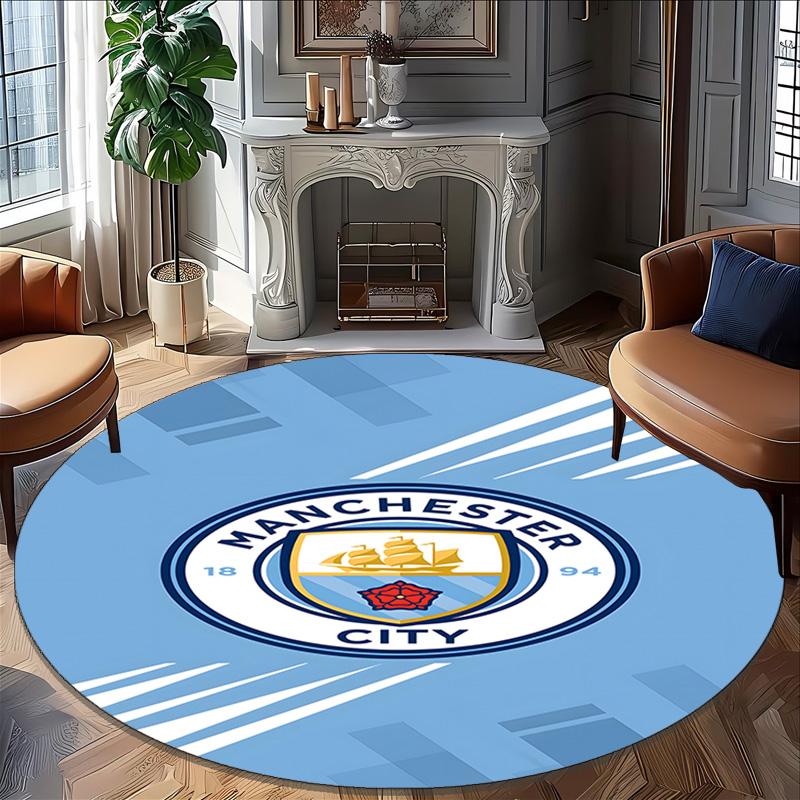 1pc Football Team Print Round Carpet Chair Round Carpet Suitable for Bedroom Living Room Home Decorative Carpet