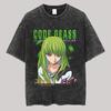 Japan Classic Anime Code Geass Vintage Washed Graphic Print Tshirt Oversized Harajuku Casual Wome Men CottonTee Summer New Tops