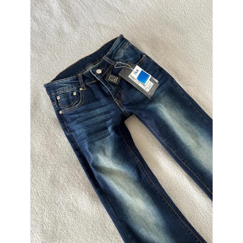 Women s Autumn Stretchy Low-Rise Micro Flare Jeans - Distressed Retro Style L